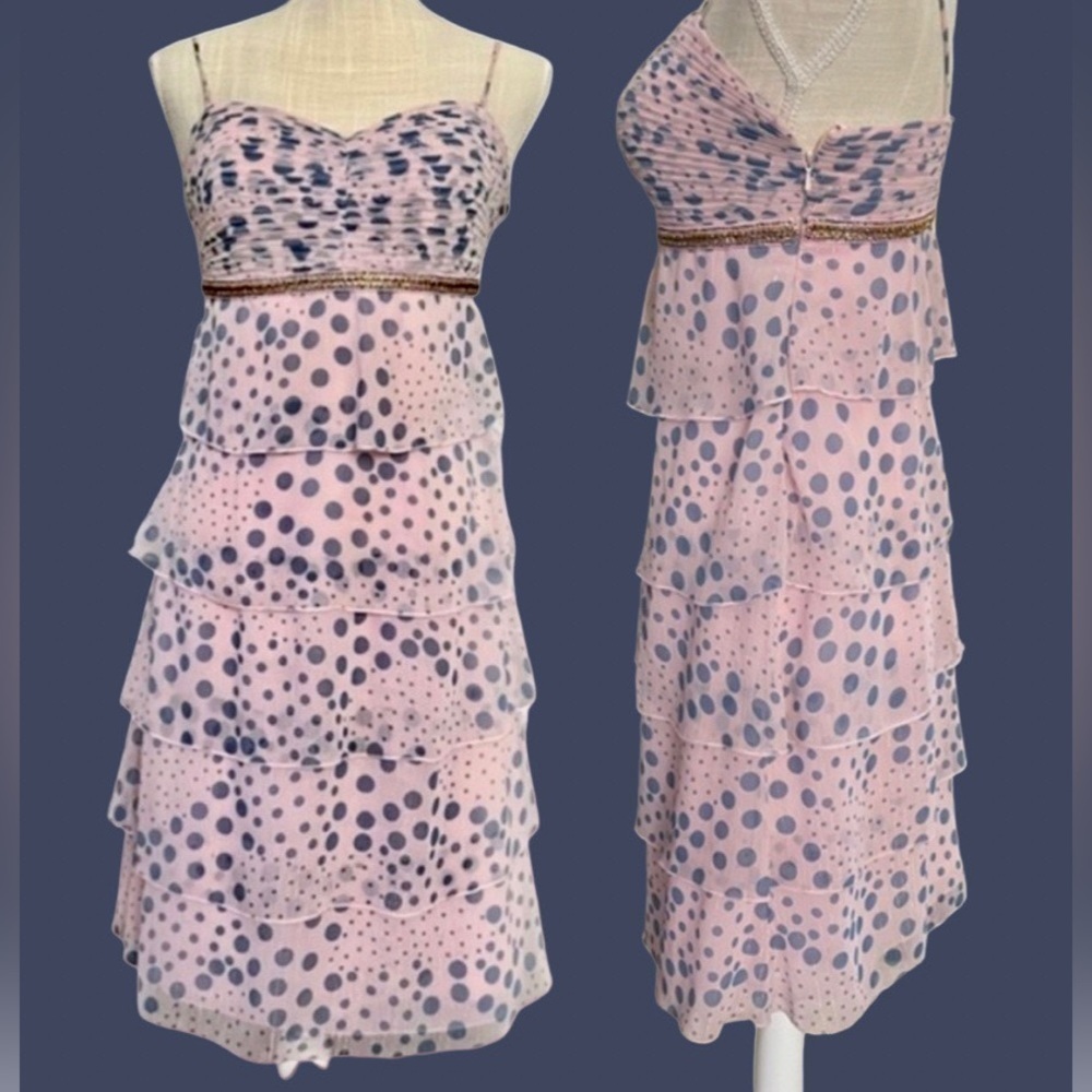 Jovani Sweetheart Tiered Pale Pink Spaghetti Straps Cocktail Dress
